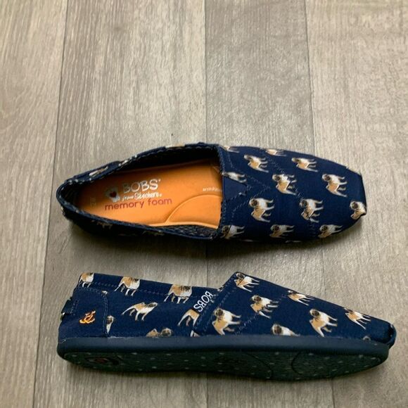 Womens BOBS From Skechers Puggin Around Dog Print  Slip On Comfort Shoes‎ - Picture 2 of 8